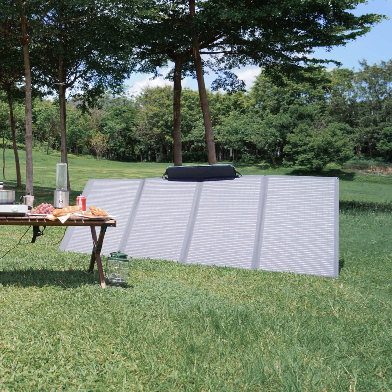 Panneau solaire portable 400W EcoFlow en utilisation extérieure