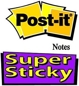 Post-it Notes Super Sticky, Couleurs Assorties, Tailles Assorties, 76 mm x 76 mm, 45 Feuilles – 3M 3