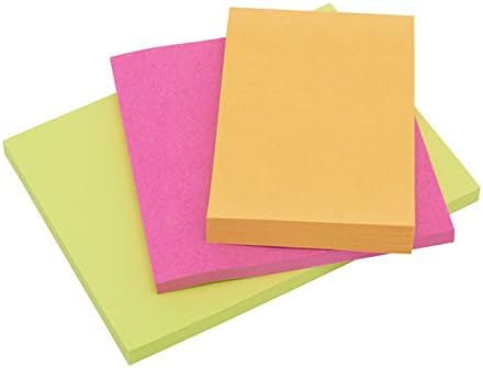 Post-it Notes Super Sticky, Couleurs Assorties, Tailles Assorties, 76 mm x 76 mm, 45 Feuilles – 3M 3