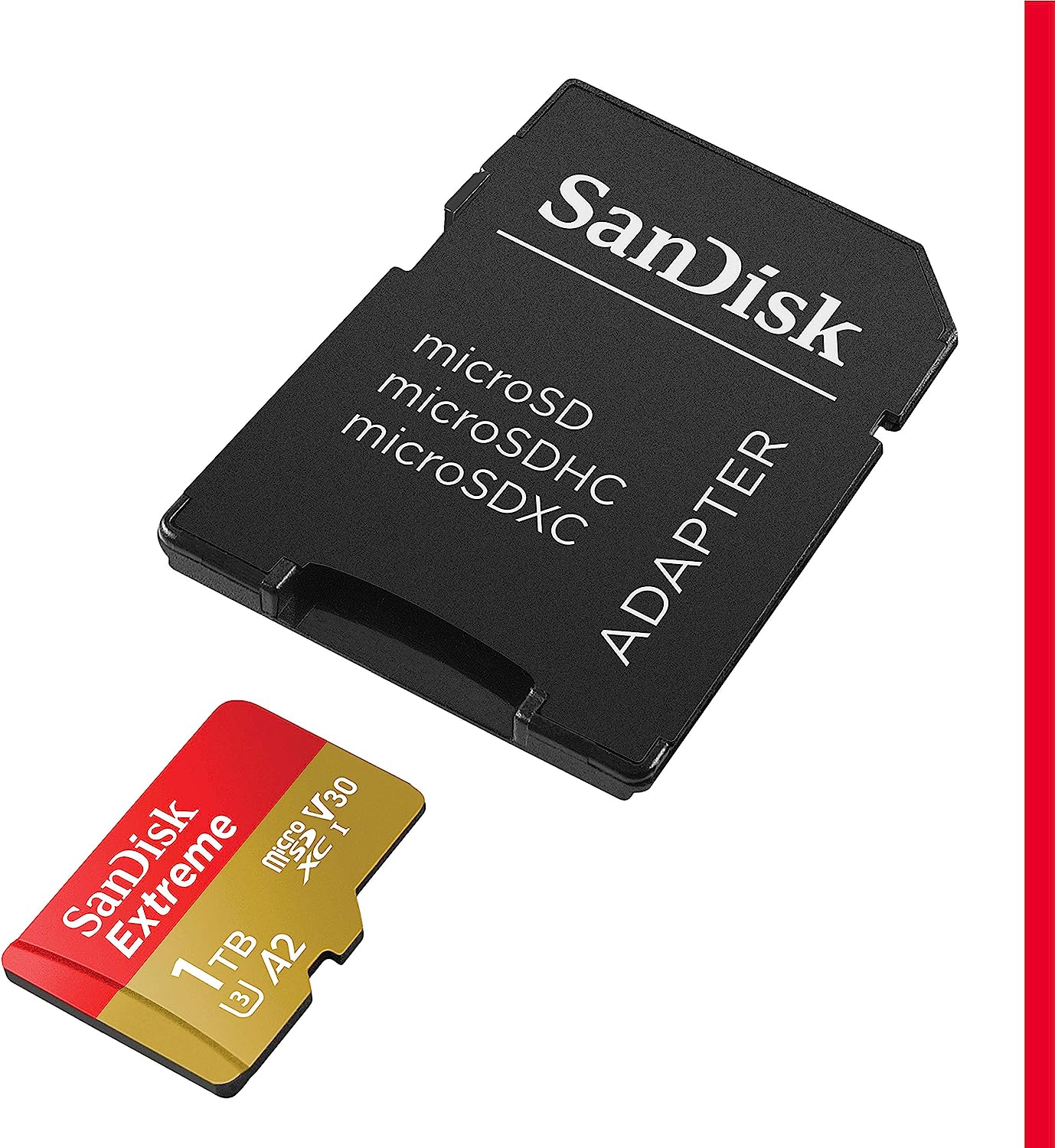 SanDisk Extreme 1 TB microSDXC Memory Card + SD Adapter with A2 App Performance + Rescue Pro Deluxe, Up to 160 MB:s, Class 10, UHS-I, U3, V30 – 1