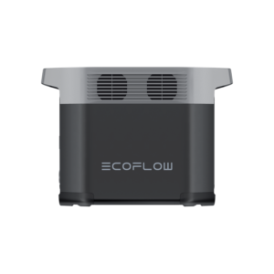 Station électrique portable 1024Wh EcoFlow DELTA 2 vue arrière montrant le logo et les ventilateurs de refroidissement.