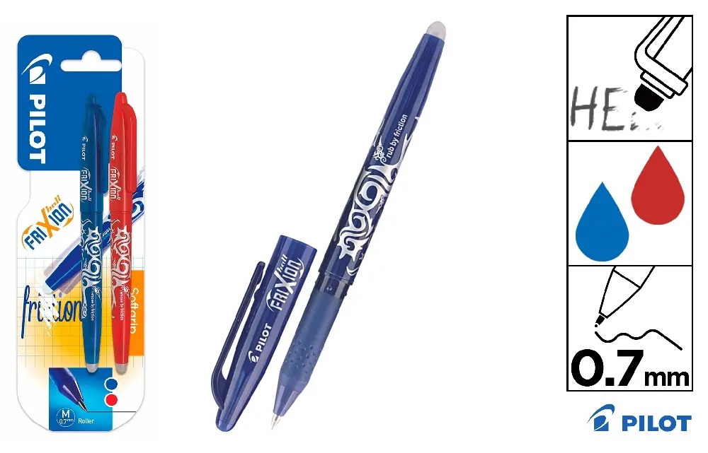 Stylo frixion effaçable Blister Rouge et Bleu PILOT (2 pcs) 074BFBAR