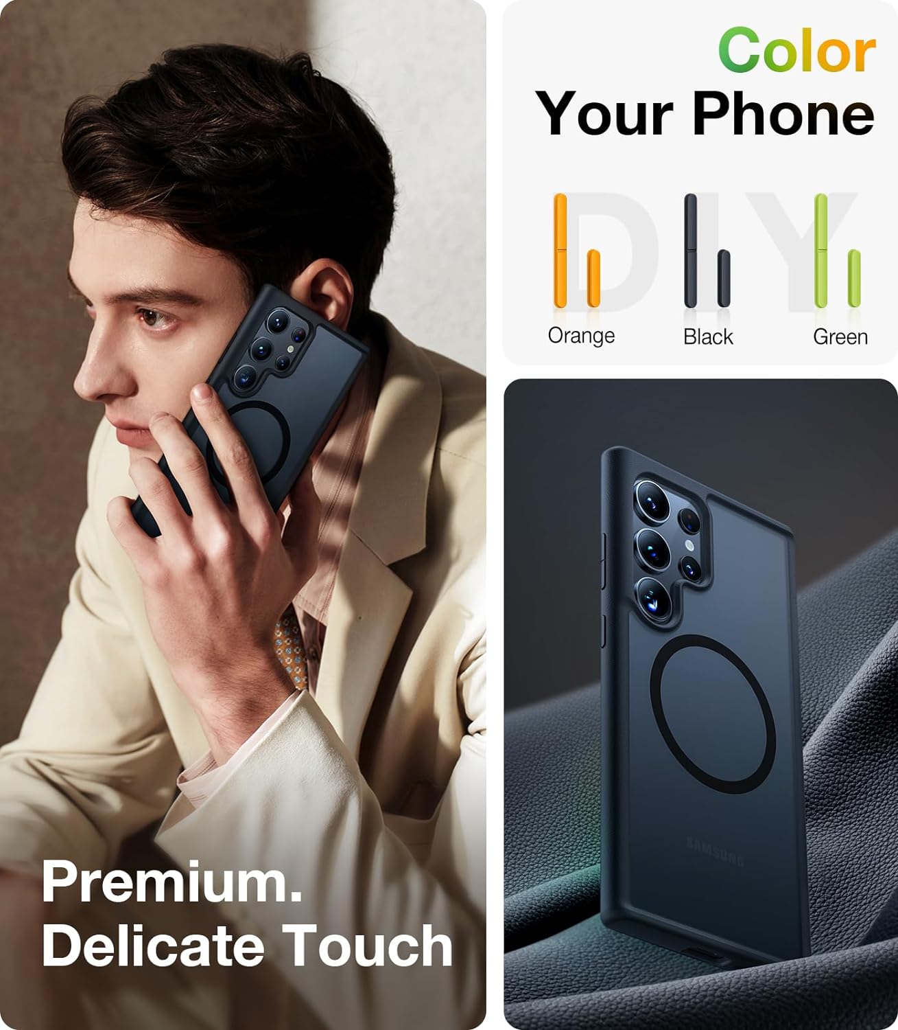 TORRAS Étui magnétique antichoc pour 2024 étui de téléphone de 6,8 pouces, noir – 6