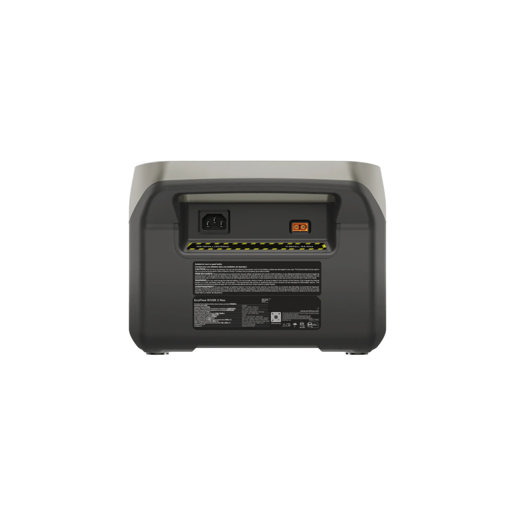 Vue arrière de la station électrique portable 512Wh – EcoFlow River 2 Max