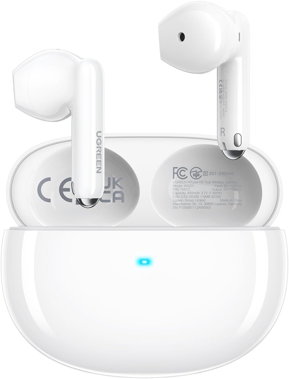 UGREEN Écouteurs sans Fil Bluetooth 5.3, HiTune H5 Casque Semi-Intra-auriculaire, 4 micros, Casque antibruit, 26 Heures de Temps de Lecture