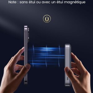 Aimant puissant entre la power bank UGREEN et l’iPhone
