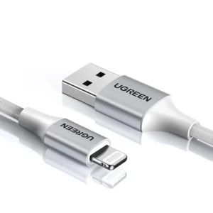 Câble USB-A vers Lightning nylon tressé, argent 2m - Ugreen – Image 2