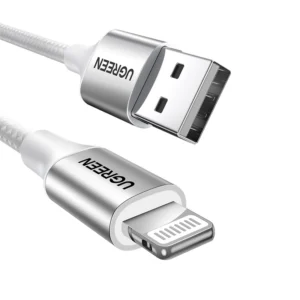 Câble USB-A vers Lightning nylon tressé, argent 2m - Ugreen – Image 3