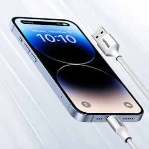 Câble USB-A vers Lightning nylon tressé, argent 2m - Ugreen – Image 4