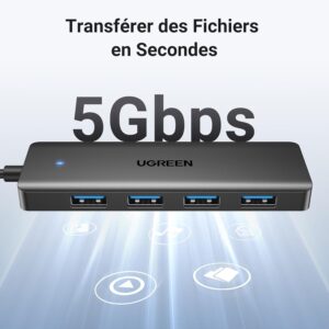 Adaptateur (Hub) USB 3.0 vers 4 ports USB 3.0 - Ugreen – Image 3