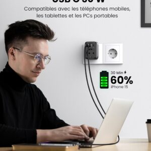 Adaptateur USB-C 30W UGREEN avec charge rapide pour téléphones, tablettes, et ordinateurs portables