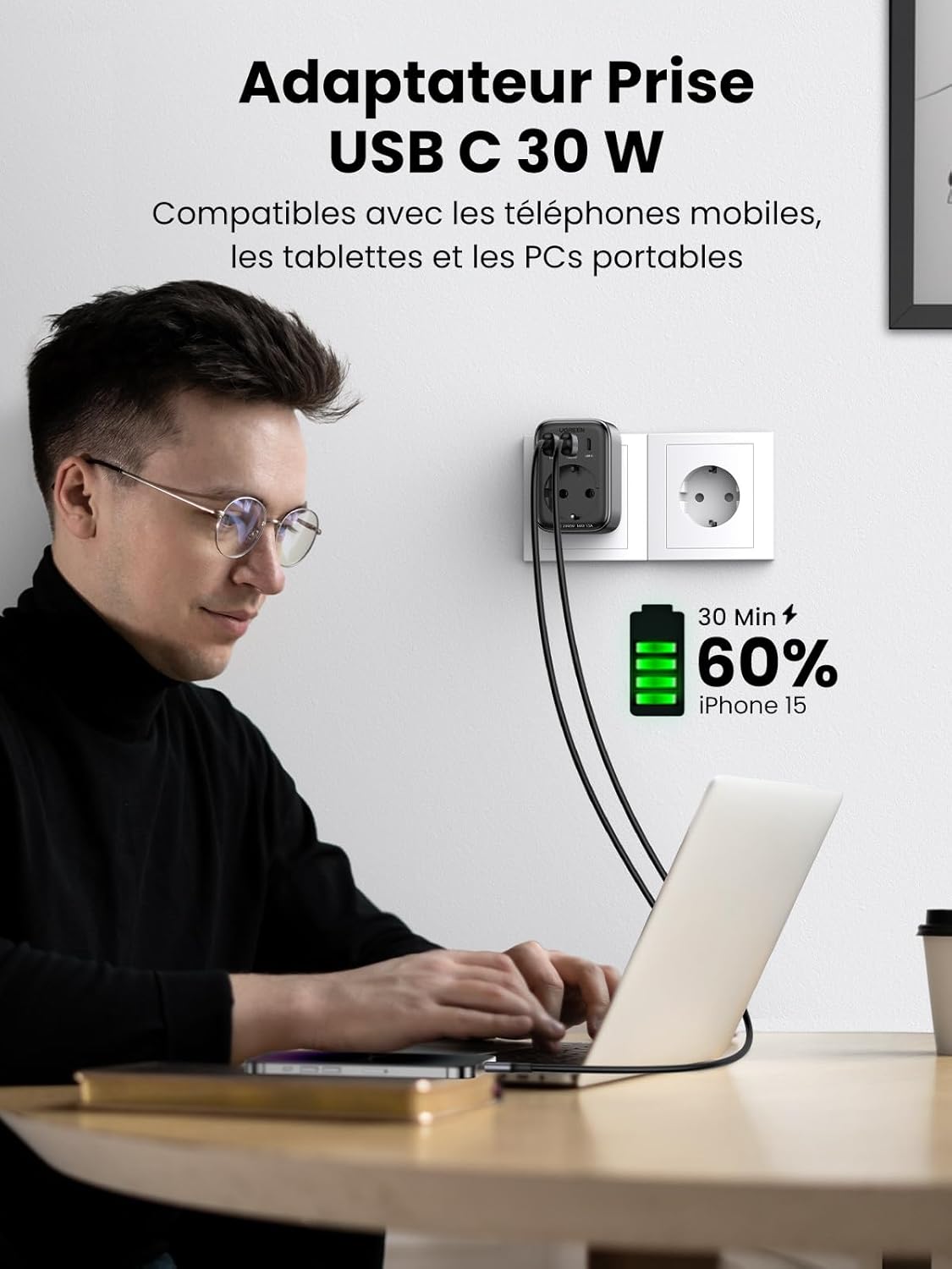 UGREEN Nexode 30W – Charge rapide USB-C pour appareils électroniques