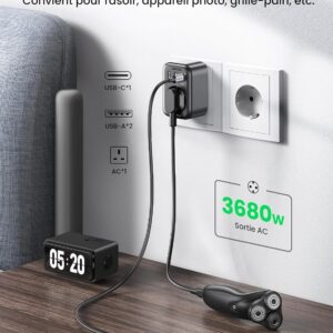 UGREEN Nexode 30W alimentant plusieurs appareils, y compris smartphones et rasoirs