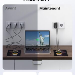 Comparatif avant/après avec le UGREEN Nexode 30W pour une gestion ordonnée des câbles