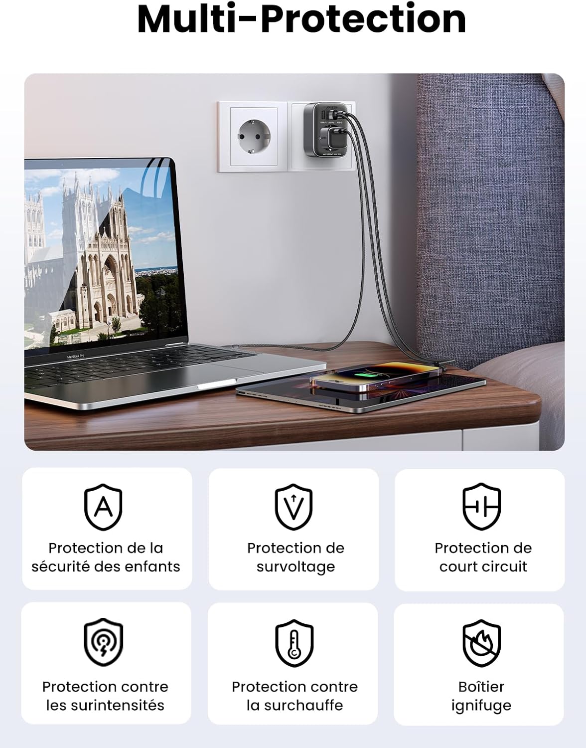 UGREEN Nexode 30W – Multi-protection pour appareils électroniques