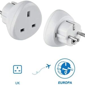 Adaptateur de voyage UK vers France/Europe, blanc - Electraline 70058 – Image 2