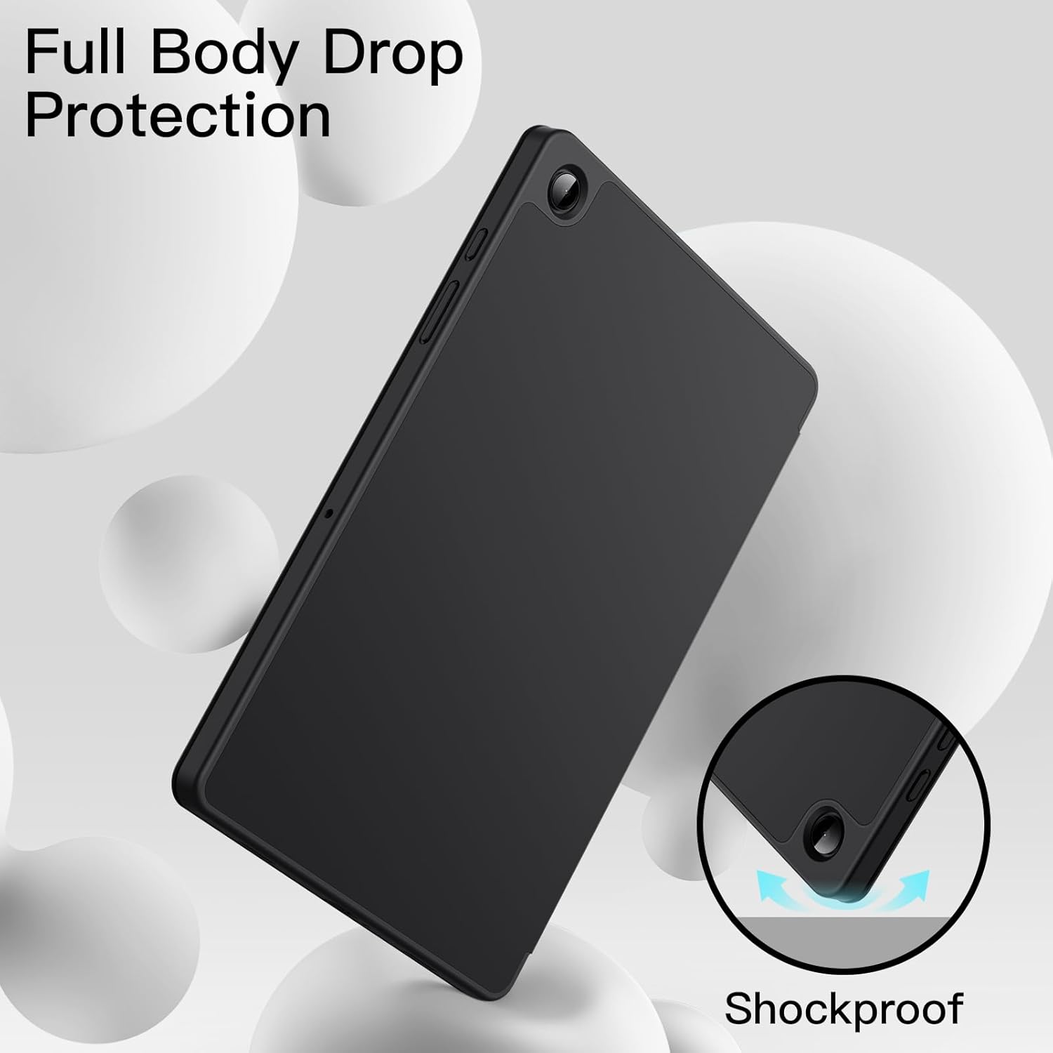 JETech Coque pour Samsung Galaxy Tab A9+ : A9 Plus 11 Pouces 2023, Tablette Étui Housse de Protection en TPU Souple à Trois Volets Support, Veille:Réveil Automatique (Noir) – 2