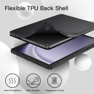 Coque pour Samsung Galaxy Tab A9+ / A9 Plus 11 Pouces 2023, TPU Souple à Trois Volets Support, Veille/Réveil Automatique (Noir) - JETech – Image 4