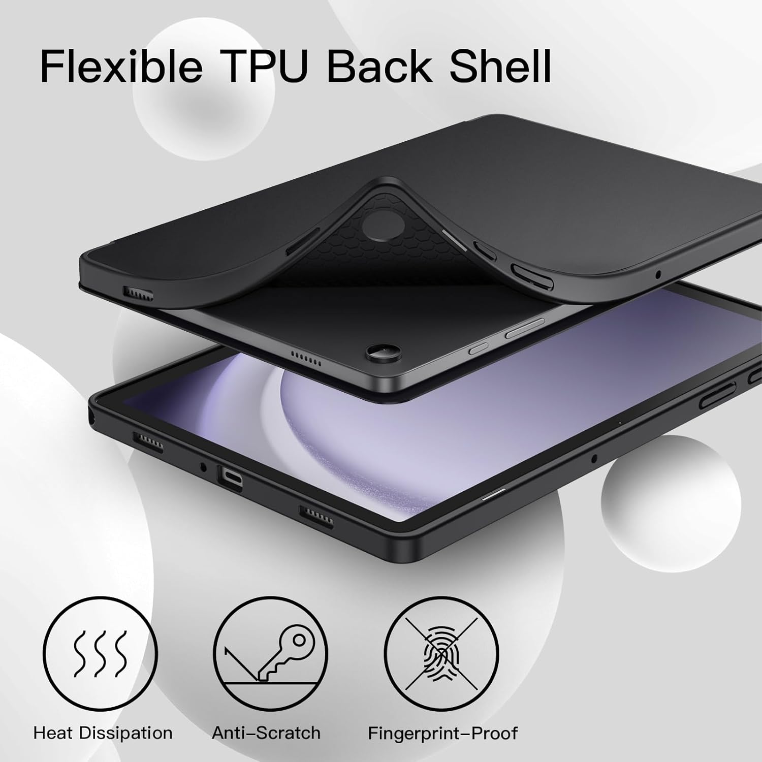 JETech Coque pour Samsung Galaxy Tab A9+ : A9 Plus 11 Pouces 2023, Tablette Étui Housse de Protection en TPU Souple à Trois Volets Support, Veille:Réveil Automatique (Noir) – 3