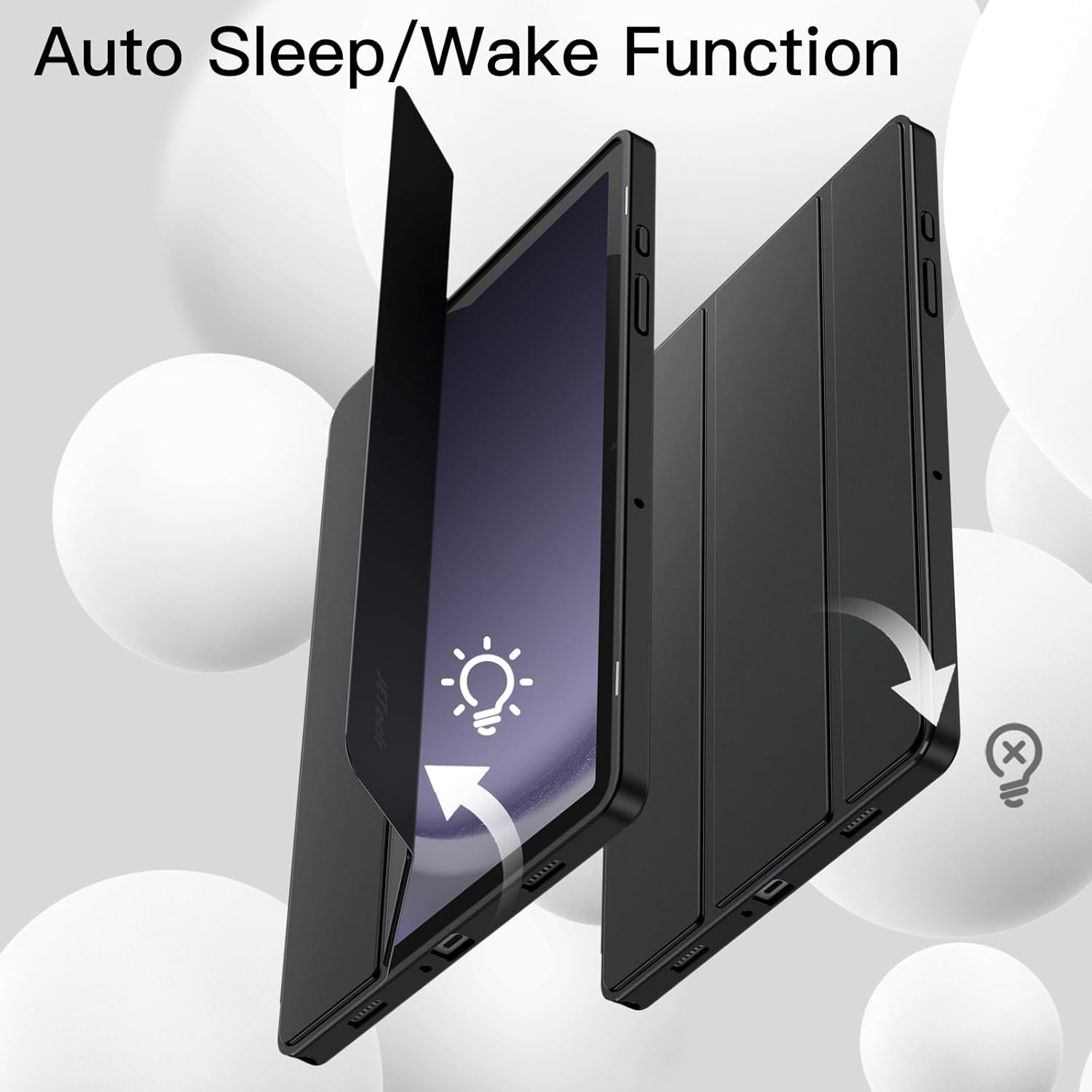 JETech Coque pour Samsung Galaxy Tab A9+ : A9 Plus 11 Pouces 2023, Tablette Étui Housse de Protection en TPU Souple à Trois Volets Support, Veille:Réveil Automatique (Noir) – 4