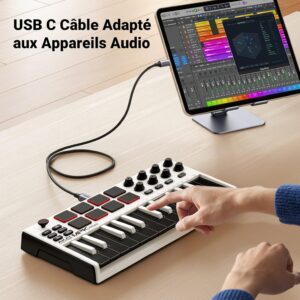 Câble USB C Thunderbolt 3 Mâle vers USB B Mâle Nylon Tressé Compatible avec Mac iPad iMac Chromebook Pixel XPS 17 15 (2M) - UGREEN – Image 5