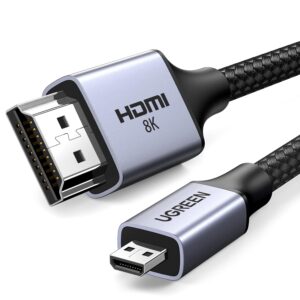 Câble Micro HDMI vers HDMI 4K 60Hz Câble Micro HDMI Mâle vers HDMI Mâle Supporte 3D Ethernet ARC Nylon Tressé 2M - UGREEN