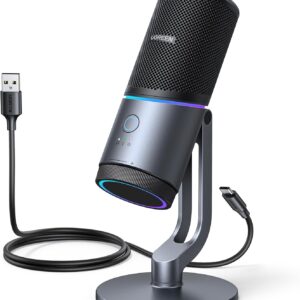 Micro Gaming Microphone USB à Condensateur 96KHz 24bit avec Touche Muette USB C - UGREEN